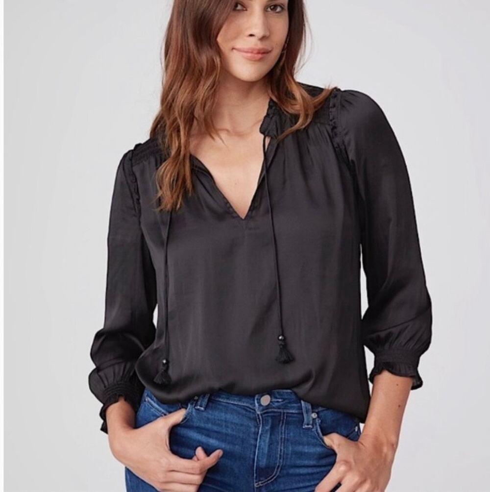Paige Kaylynn Top Black Size XL Satin Minimalist Elevated‎ Staple